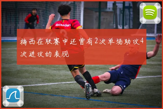 梅西在联赛中还曾有2次单场助攻4次进攻的表现
